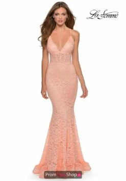 La Femme Dress 28647 -Prom Dress Shop Shop La Femme 28647 Peach F