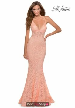 La Femme Dress 28647 -Prom Dress Shop Shop La Femme 28647 Peach F2
