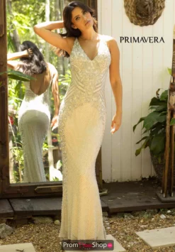 Primavera Dress 12063 -Prom Dress Shop Shop Primavera 12063 SILVER NUDE 0233
