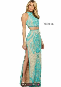 Sherri Hill Dress 53436 -Prom Dress Shop Shop Sherri Hill Sherri Hill 53436 nude turquoise 45581